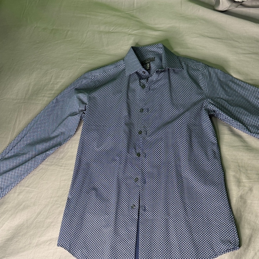 Alfani Men's Navy Patterned Dress Shirt